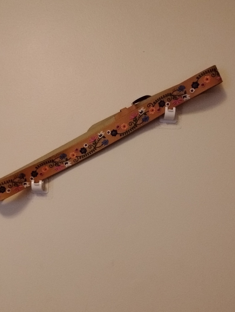 Embroidered Floral Leather Belt - Tan with Multicolor Flowers